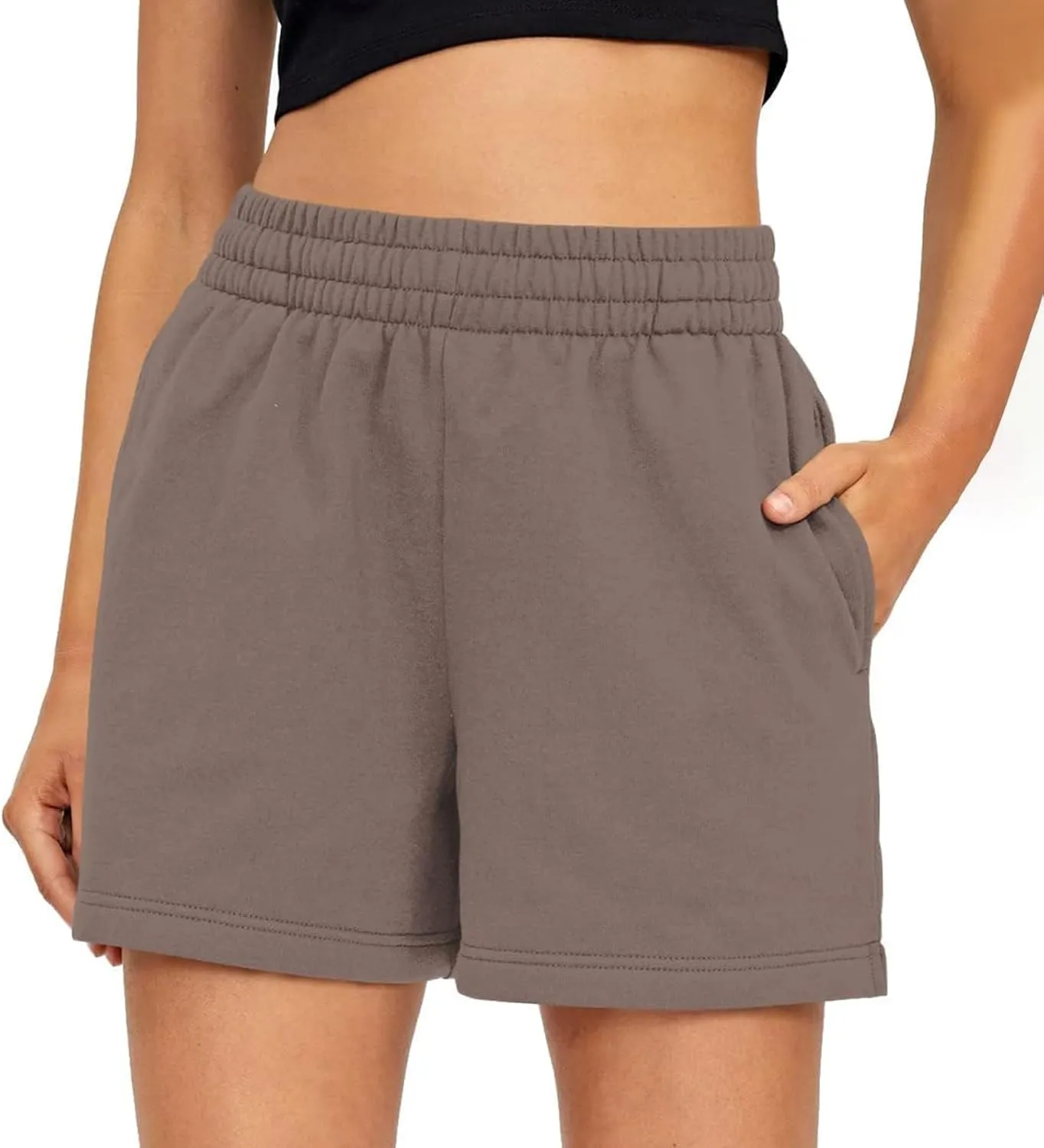 Women's Shorts Casual Summer Drawstring Comfy Elastic High Waist Athletic Shorts Baggy Sweat Shorts with Pockets