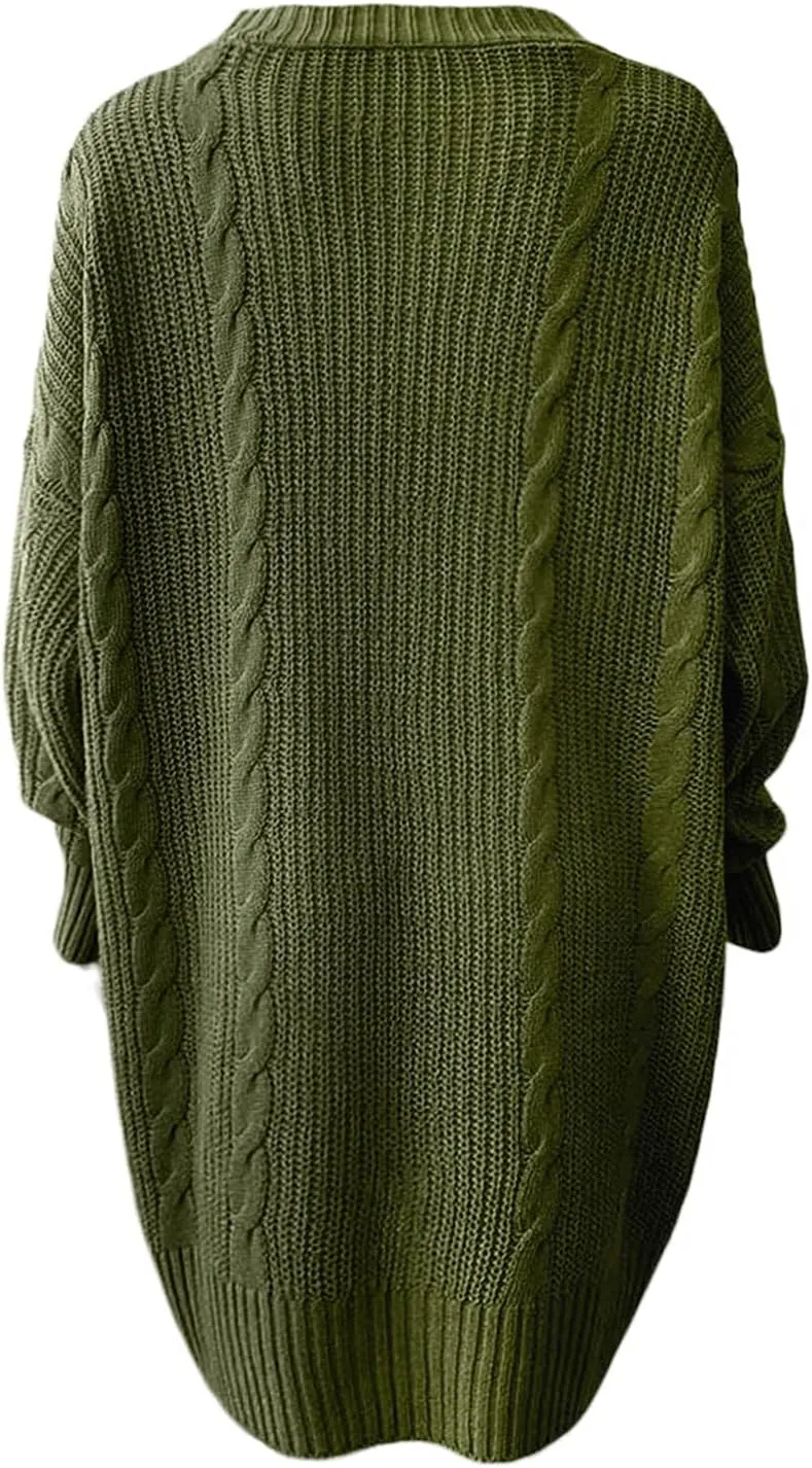 Women's Solid Casual Long Sleeve Buttonless Cardigans Autumn Winter Classic Cozy Thick Warm Plus Size Knitted Sweater Coats