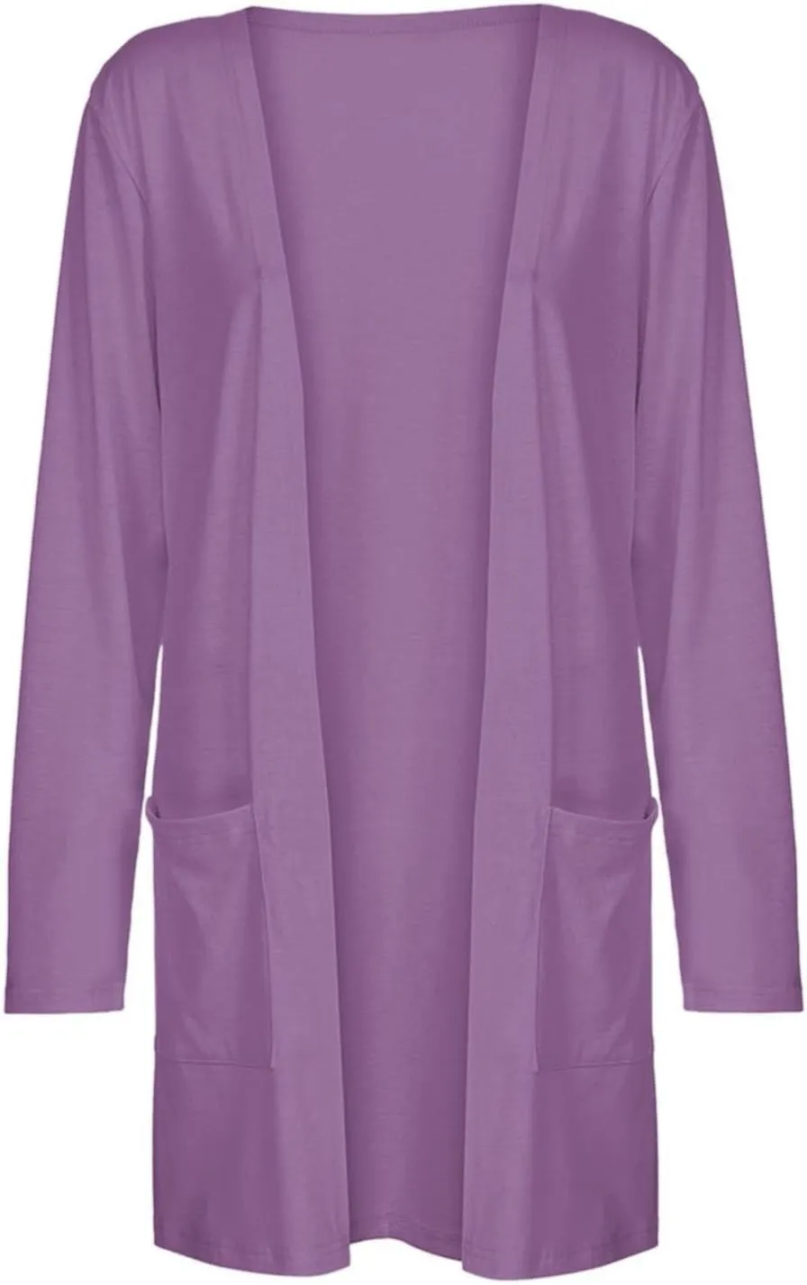 Women's Solid Color Long Sleeve Cardigan Casual Trendy Soft Comfortable Lightweight Loose Fitted Plus Size Cardigans