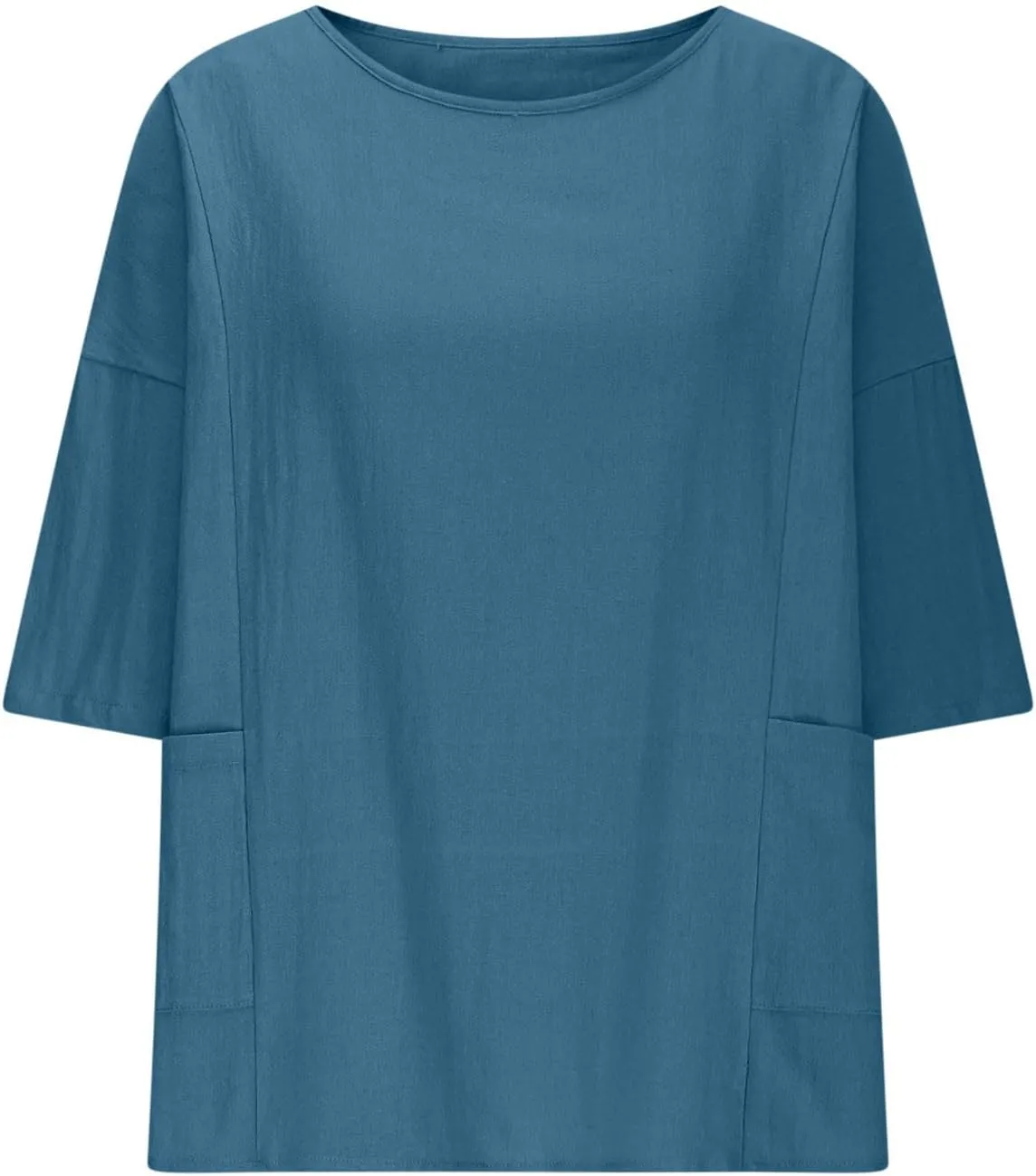 Women's Summer Cotton Linen Shirts Oversized Boho Half Sleeve Tunic Tops with Pocket Casual Comfy Beach Camping Outfit
