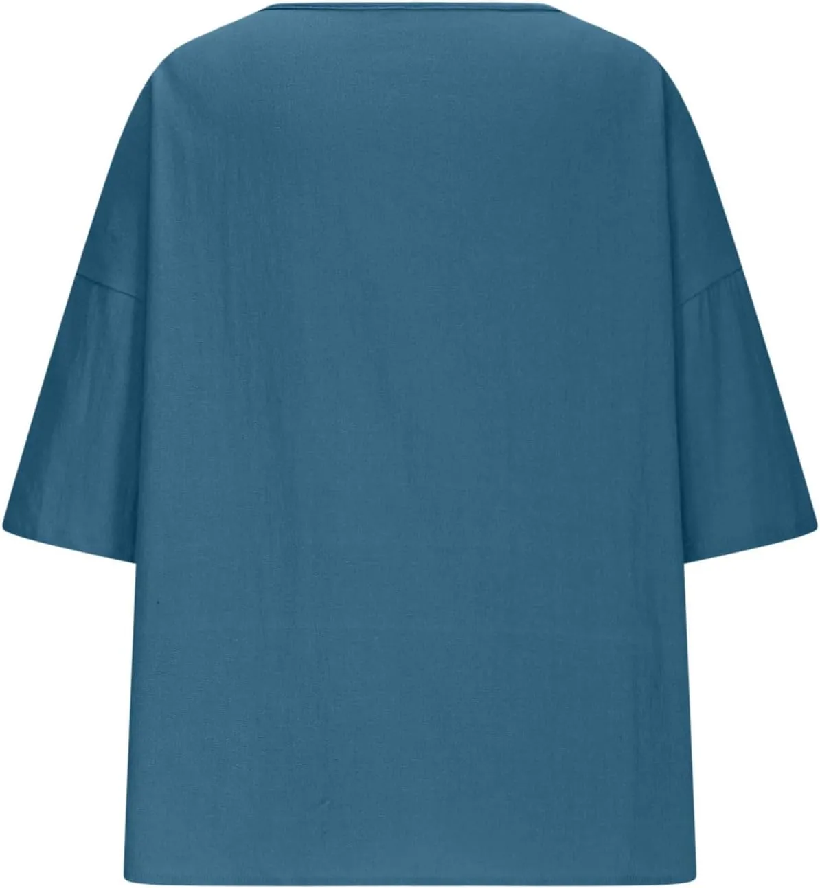 Women's Summer Cotton Linen Shirts Oversized Boho Half Sleeve Tunic Tops with Pocket Casual Comfy Beach Camping Outfit