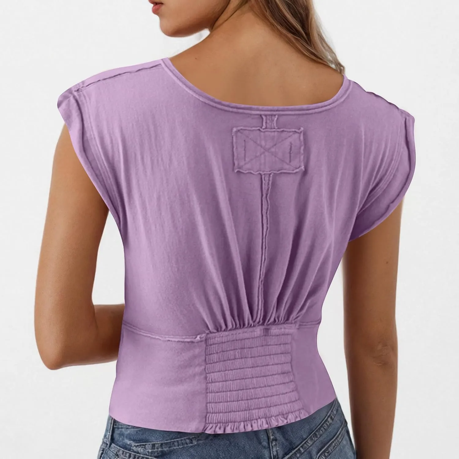Womens Tank Top Sexy Deep V Neck Crop Tops Low Cut Summer Cap Sleeve T Shirts Y2k Slim Fit Tees
