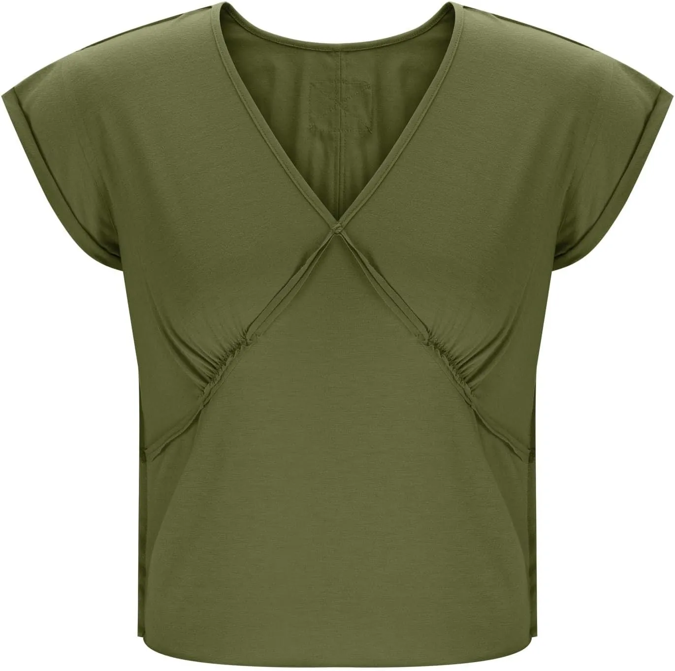 Womens Tank Top Sexy Deep V Neck Crop Tops Low Cut Summer Cap Sleeve T Shirts Y2k Slim Fit Tees
