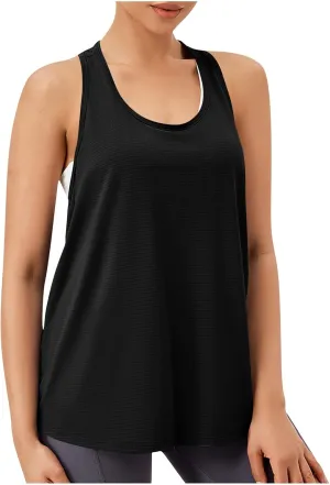 Womens Tank Tops Summer Beach Scoop Neck Sleeveless Shirts Casual Loose Fit Cute Basic T Shirts Solid Color Tees