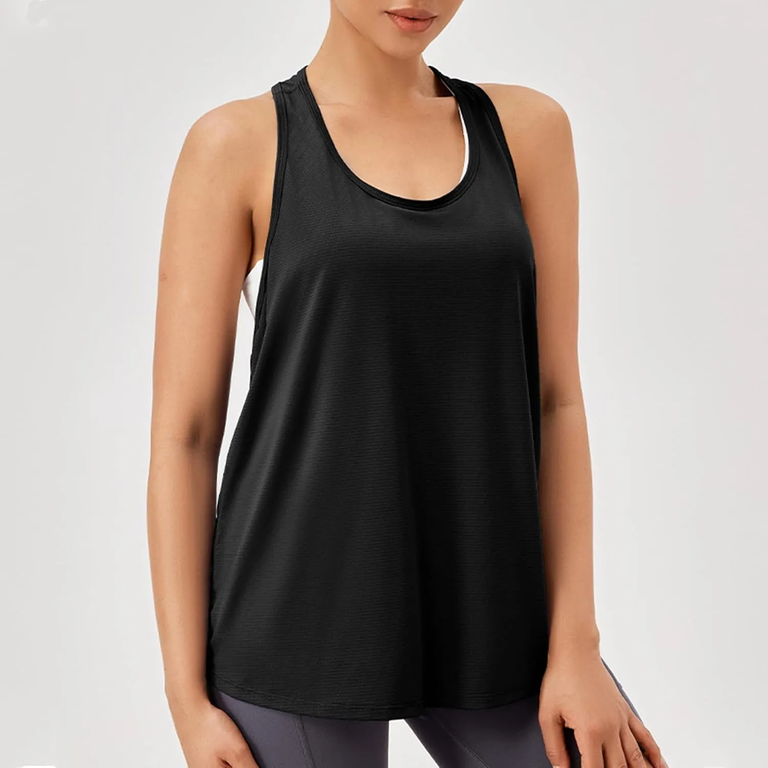Womens Tank Tops Summer Beach Scoop Neck Sleeveless Shirts Casual Loose Fit Cute Basic T Shirts Solid Color Tees