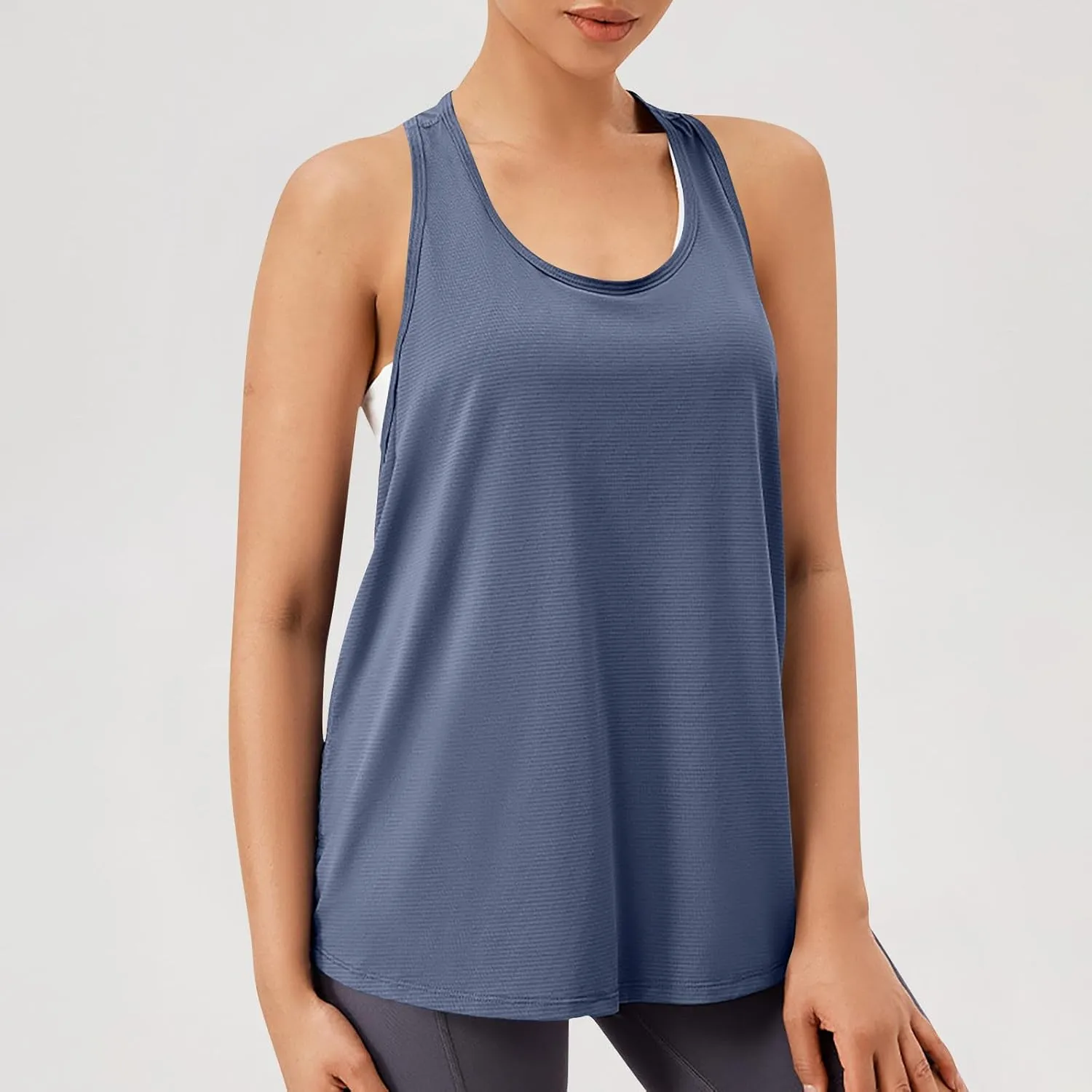 Womens Tank Tops Summer Beach Scoop Neck Sleeveless Shirts Casual Loose Fit Cute Basic T Shirts Solid Color Tees
