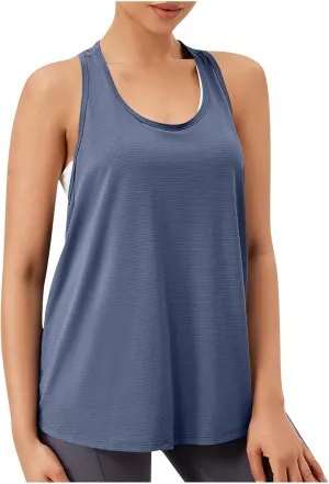 Womens Tank Tops Summer Beach Scoop Neck Sleeveless Shirts Casual Loose Fit Cute Basic T Shirts Solid Color Tees
