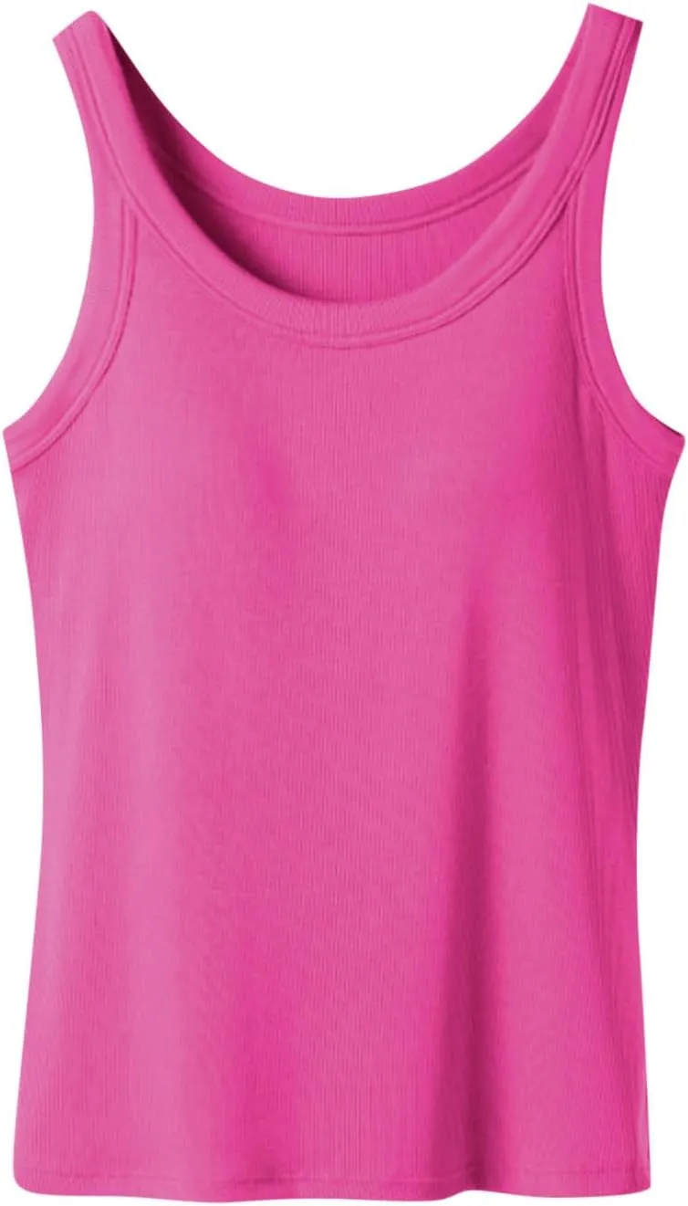 Womens Tank Tops with Built in Shelf Bra Casual Sleeveless Ribbed Sleeveless Gym Yoga Shirts Workout Camisole