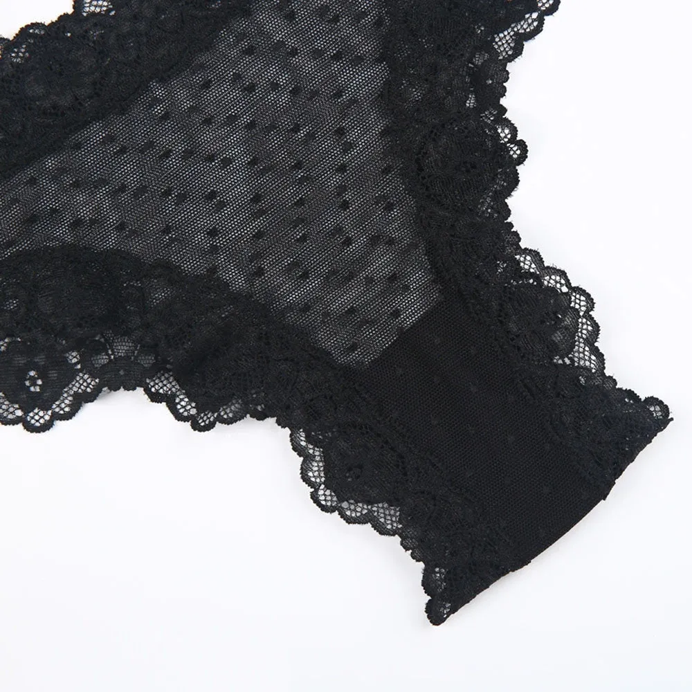 Women's Underwear | Black Lace Low-Rise Panties