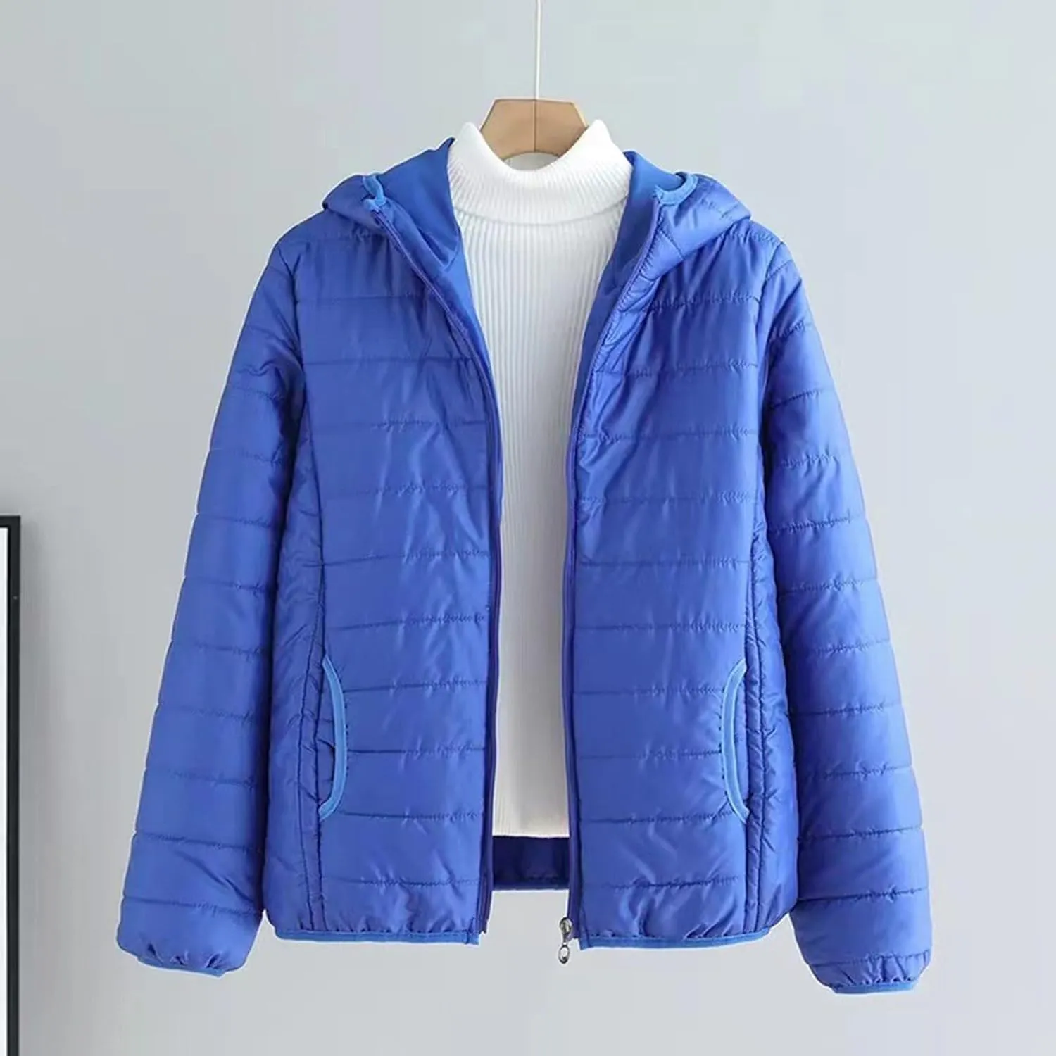 Women's Warm Puffer Coat Casual Lightweight Slim Winter Down Jacket Hooded Girl Zip Up Quilted Jackets with Pockets