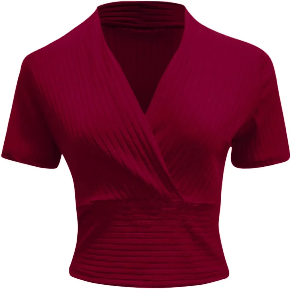 Workout Tops Womens Summer Sexy Short Sleeve Crop Top Solid Deep V Neck Shirts Casual Trendy Slim Fit Tees Blouses