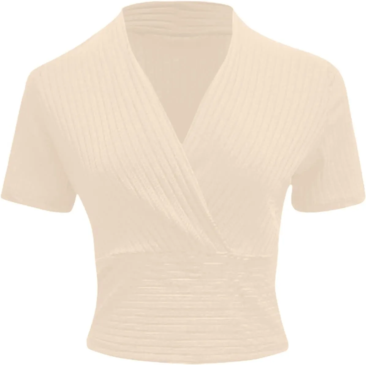 Workout Tops Womens Summer Sexy Short Sleeve Crop Top Solid Deep V Neck Shirts Casual Trendy Slim Fit Tees Blouses