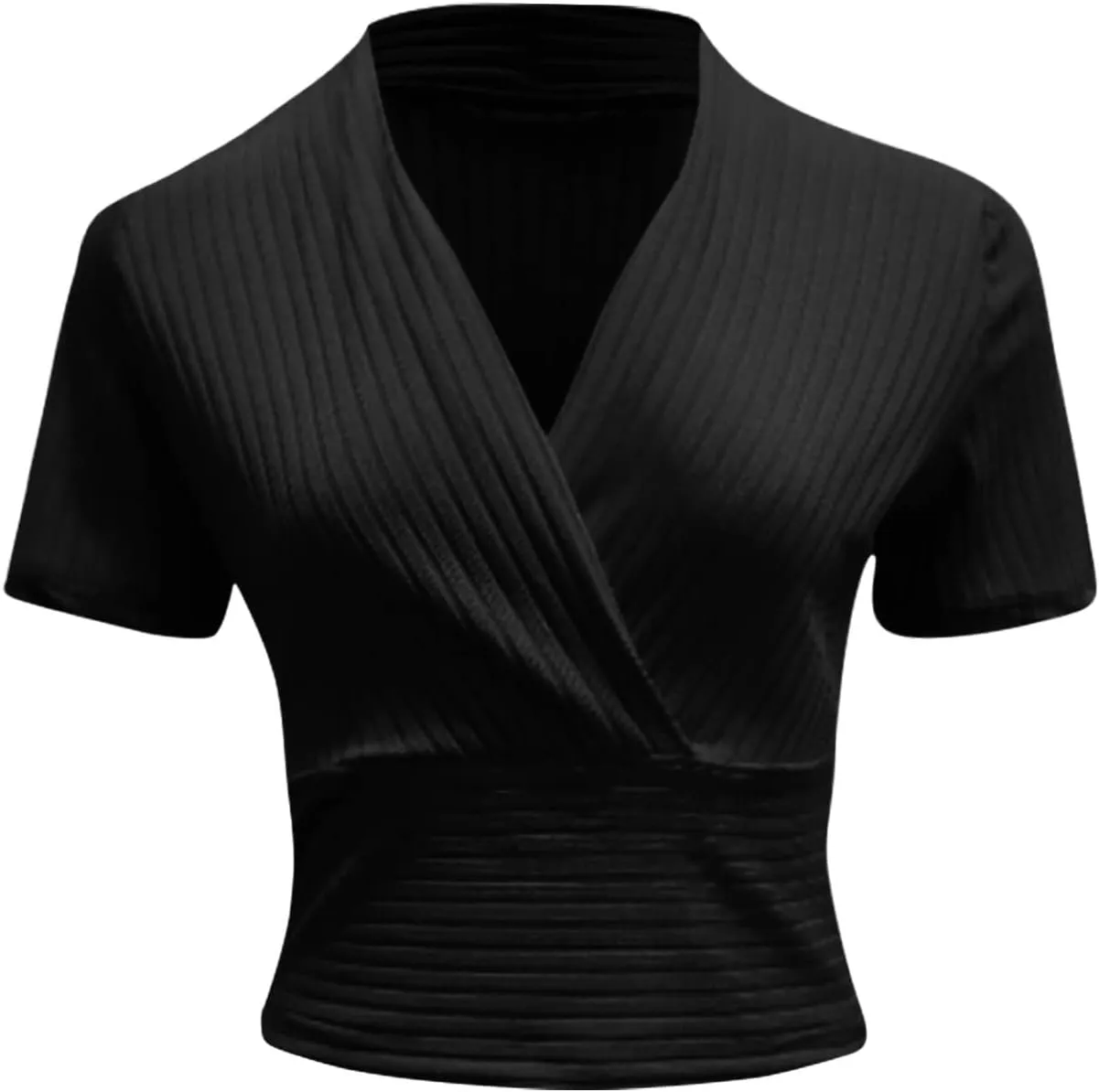 Workout Tops Womens Summer Sexy Short Sleeve Crop Top Solid Deep V Neck Shirts Casual Trendy Slim Fit Tees Blouses
