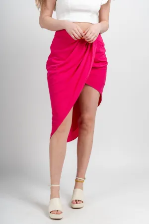 Wrap midi skirt hot pink