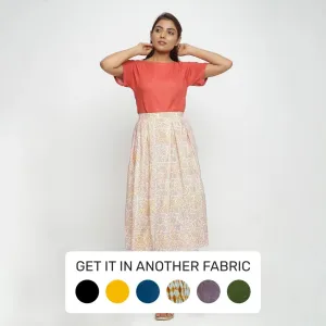 Yellow Sanganeri Block Print Cotton Midi Skirt