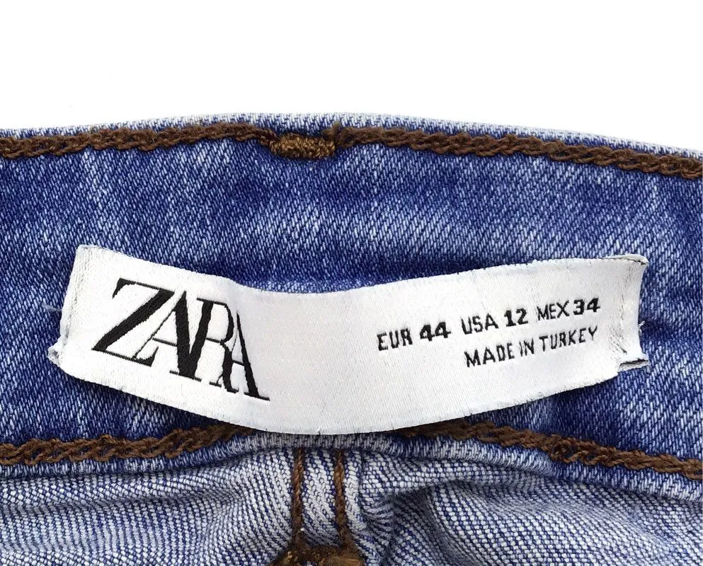 Zara Women's Blue Medium Wash Raw Hem Denim Skinny Jeans - Size 12