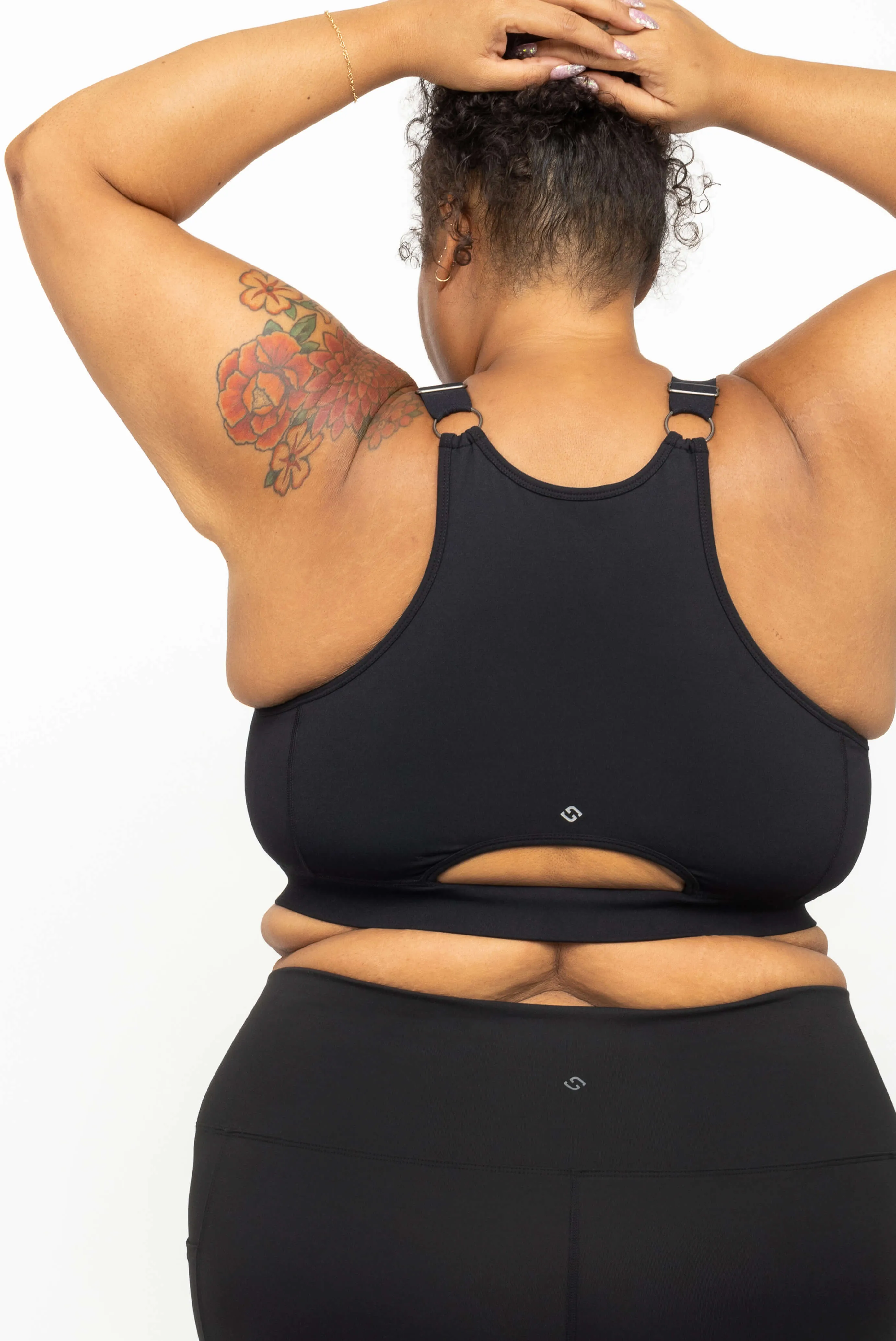 Zip Front Sports Bra - Black