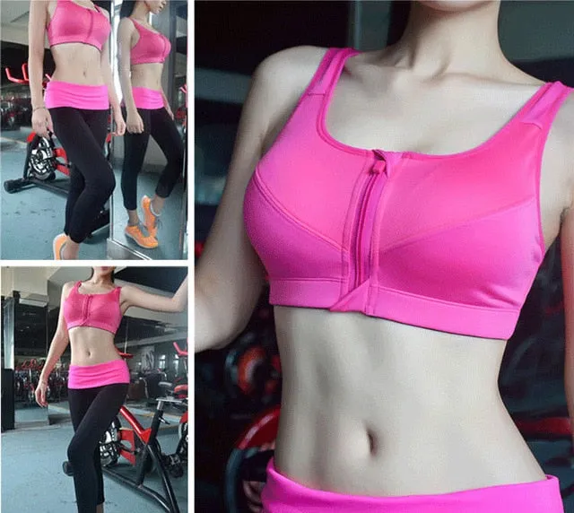 Zipper Push Up Sports Bras